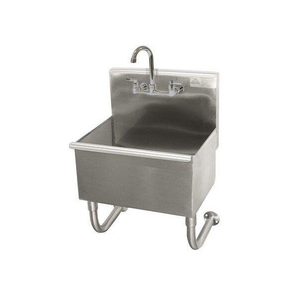 Advance Tabco 1 Station 16 Ga. 304 SS Wall Mt Square Corner Sink - Faucet Included 19-18-23-F - main